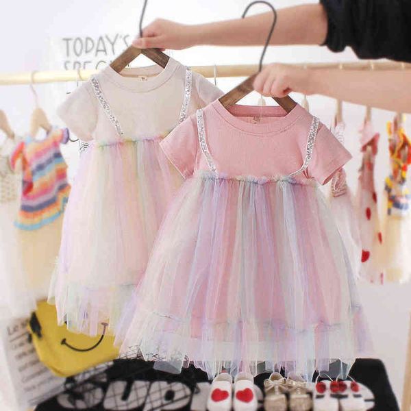 fashion korean toddler girls mesh summer dress kids princess casual dresses baby fake two-piece vest skirt children clothing g220518, Red;yellow 
fashion korean toddler girls mesh summer dress kids princess casual dresses baby fake two-piece vest skirt children clothing g220518, Red;yellow