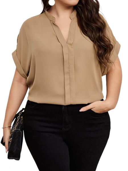 plus solid notched neck blouse f8ig#, Black
plus solid notched neck blouse f8ig#, Black