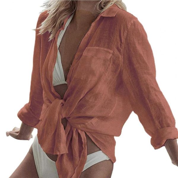 women's swimwear lightweight trendy lapel swimsuit cover up soft beach shirt all match for women, White;black
women's swimwear lightweight trendy lapel swimsuit cover up soft beach shirt all match for women, White;black