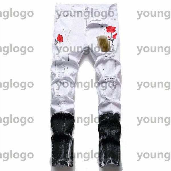 flowers embroidery mens jeans distressed ripped biker pants slim fit motorcycle denim pant hipster designer jeans size 28-38, Blue
flowers embroidery mens jeans distressed ripped biker pants slim fit motorcycle denim pant hipster designer jeans size 28-38, Blue