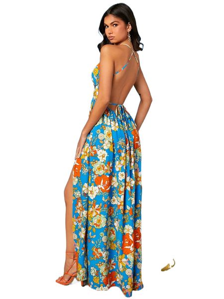 floral print split thigh lace up back cami dress d3t6#, Black;gray
floral print split thigh lace up back cami dress d3t6#, Black;gray