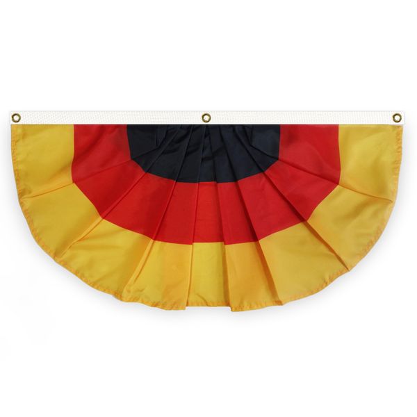 germany pleated fan flag bunting 1.5x3 ft premium polyester banner with three brass grommets for indoor outdoor decoration
germany pleated fan flag bunting 1.5x3 ft premium polyester banner with three brass grommets for indoor outdoor decoration