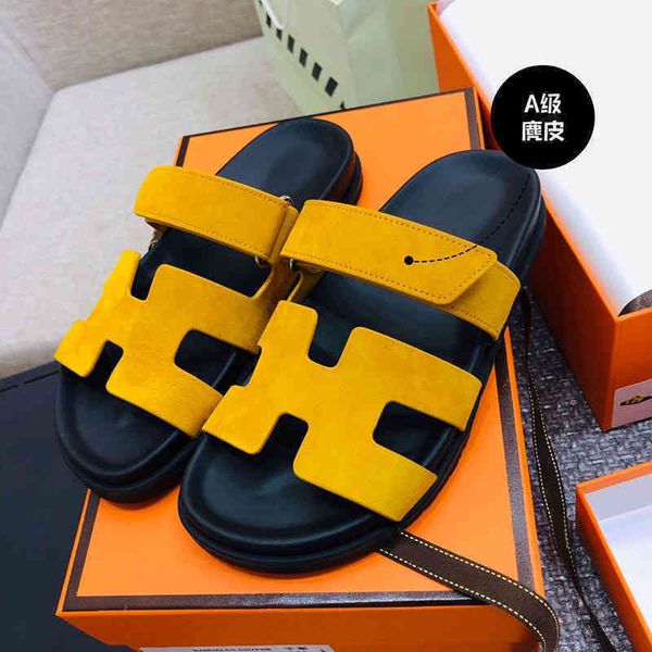 herme designer slipper chypre original version european station thick soled sandals couple style h summer deerskin flip flops cute velcro se, Black
herme designer slipper chypre original version european station thick soled sandals couple style h summer deerskin flip flops cute velcro se, Black