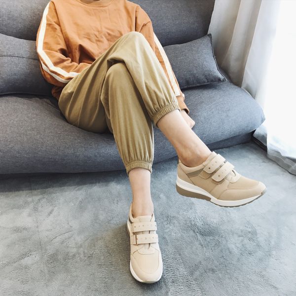 super high platform white buckle adshive women sneakers wedge heel running shoes casual footwear, Black;yellow
super high platform white buckle adshive women sneakers wedge heel running shoes casual footwear, Black;yellow