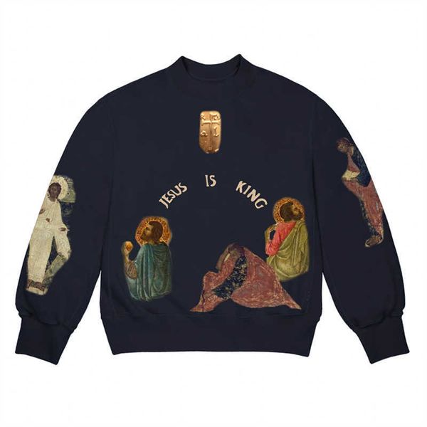 men's hoodies jesus is king kanye's heavyweight sweater three gods super loose large vintage european and american fashion brand c, Black
men's hoodies jesus is king kanye's heavyweight sweater three gods super loose large vintage european and american fashion brand c, Black