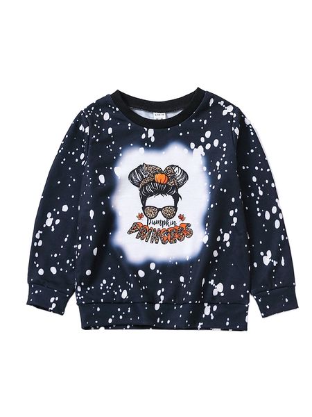 toddler girls figure and letter graphic sweatshirt 8266#, Black;white 
toddler girls figure and letter graphic sweatshirt 8266#, Black;white