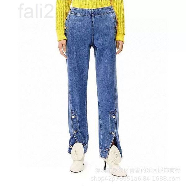 women's jeans designer loe luoyijia 21ss new double side button adjustable split to show thin high waist straight tube denim pants wome, Blue
women's jeans designer loe luoyijia 21ss new double side button adjustable split to show thin high waist straight tube denim pants wome, Blue