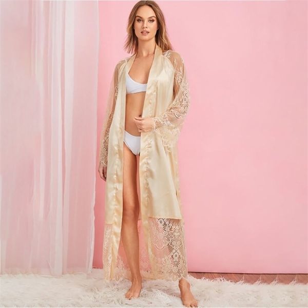 plus size pajama dress lingerie robe long sleeve lace nightgown with belt sleepwear satin women bridesmaid bathrobe y200425, Black;red
plus size pajama dress lingerie robe long sleeve lace nightgown with belt sleepwear satin women bridesmaid bathrobe y200425, Black;red