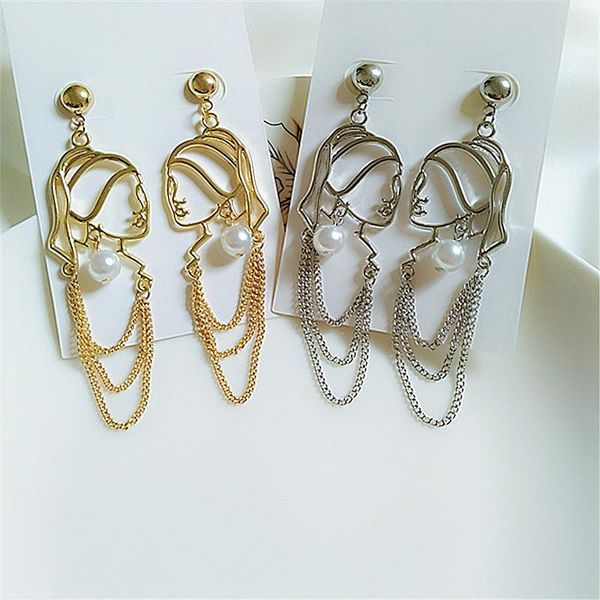 stud retro head shape pearl earrings japan and korea temperament beauty silhouette hollow out long tassel, Golden;silver
stud retro head shape pearl earrings japan and korea temperament beauty silhouette hollow out long tassel, Golden;silver