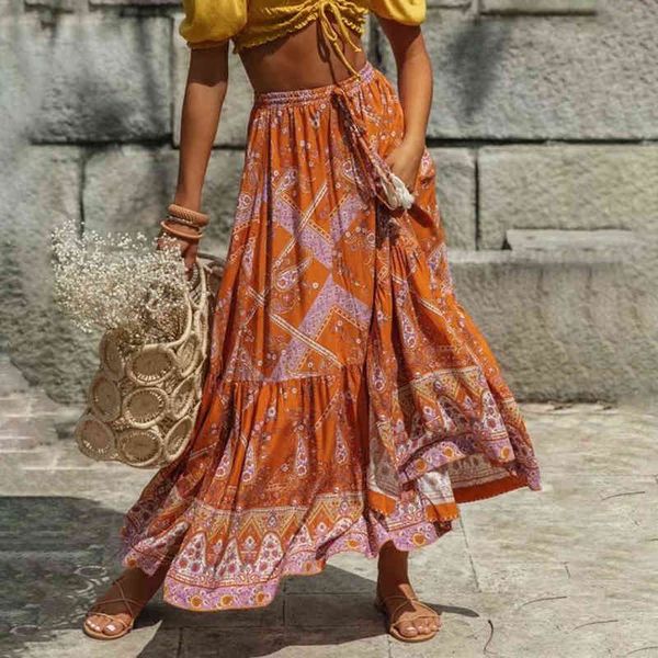 jastie women maxi skirt cotton orange floral print split summer skirts vintage beach casual clothes boho long women skirts y220426, Black
jastie women maxi skirt cotton orange floral print split summer skirts vintage beach casual clothes boho long women skirts y220426, Black