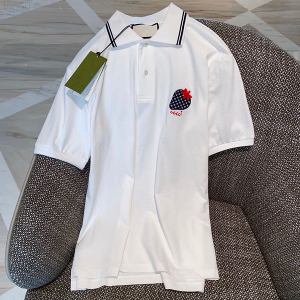 women's t-shirt designer 2022 summer new strawberry letter wool embroidery contrast polo collar loose casual fashionable short sleeve t, White
women's t-shirt designer 2022 summer new strawberry letter wool embroidery contrast polo collar loose casual fashionable short sleeve t, White