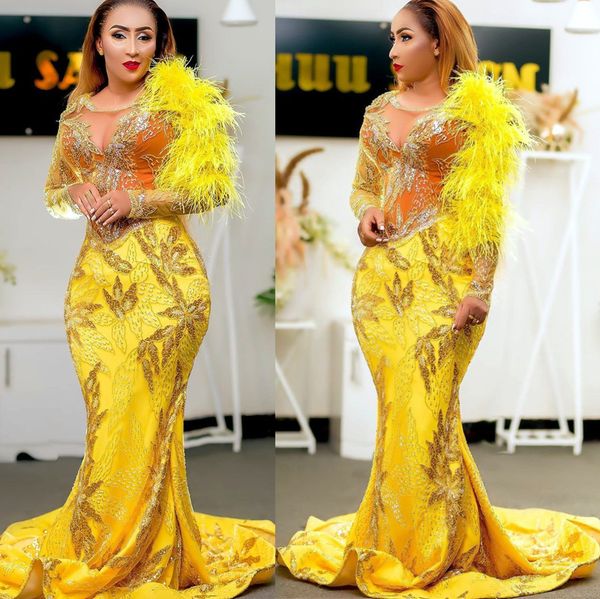 2022 plus size arabic aso ebi luxurious yellow mermaid prom dresses beaded feather evening formal party second reception birthday engagement, Black
2022 plus size arabic aso ebi luxurious yellow mermaid prom dresses beaded feather evening formal party second reception birthday engagement, Black