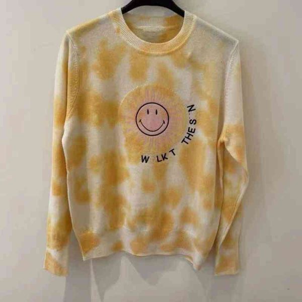 women's sweaters fadan early autumn youth college style round neck tie dyed smiling face embroidered knitted sweater, White;black
women's sweaters fadan early autumn youth college style round neck tie dyed smiling face embroidered knitted sweater, White;black
