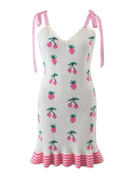 Casual Dresses Autumn Women Cherry Knit Sling Dress Bow Tie Strap V Neck Sexy Female Pencil Mini Chic Robecasual, Multi
Casual Dresses Autumn Women Cherry Knit Sling Dress Bow Tie Strap V Neck Sexy Female Pencil Mini Chic Robecasual, Multi