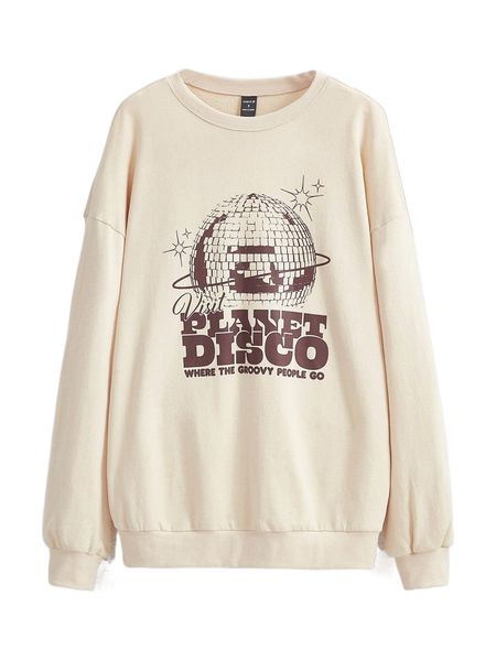 x splusmart slogan & graphic print drop shoulder sweatshirt r2zj#, Black
x splusmart slogan & graphic print drop shoulder sweatshirt r2zj#, Black