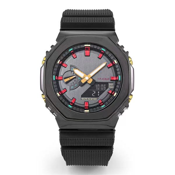 men's watch sports quartz gm-2100 digital watch led cold light dual display metal dial waterproof full function pu, Slivery;brown
men's watch sports quartz gm-2100 digital watch led cold light dual display metal dial waterproof full function pu, Slivery;brown