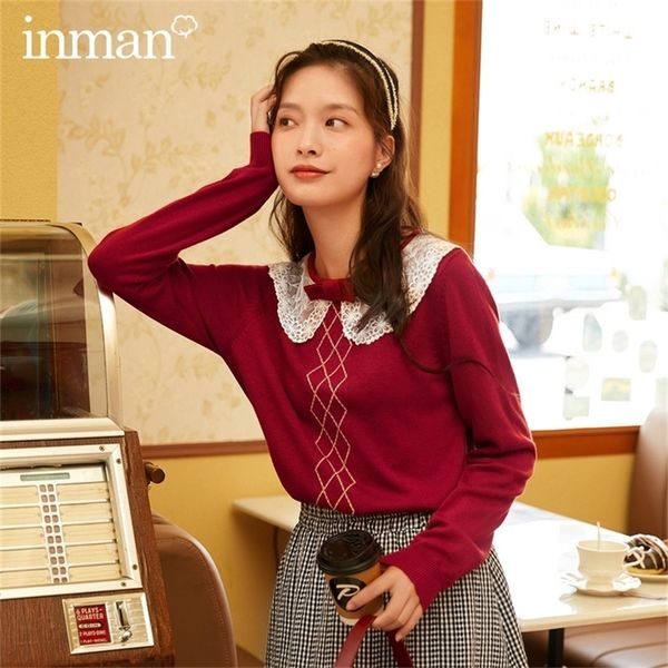 inman autumn arrival french style embroidered collar bow tie contrast color placket decoration knitted sweater 201223, White;black
inman autumn arrival french style embroidered collar bow tie contrast color placket decoration knitted sweater 201223, White;black