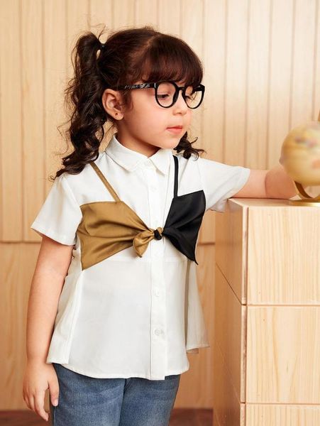 toddler girls color block 2 in 1 blouse she, White;black
toddler girls color block 2 in 1 blouse she, White;black