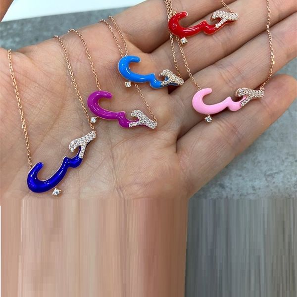 micro pave 5a cz rose gold color colorful neon enamel arabic letter pendant necklace, Silver
micro pave 5a cz rose gold color colorful neon enamel arabic letter pendant necklace, Silver