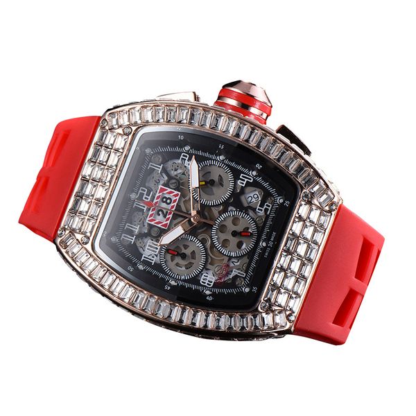barrel-shaped diamond-set large dial multi-function six-second running hand quartz watches square diamond watch men's watch, Slivery;brown
barrel-shaped diamond-set large dial multi-function six-second running hand quartz watches square diamond watch men's watch, Slivery;brown