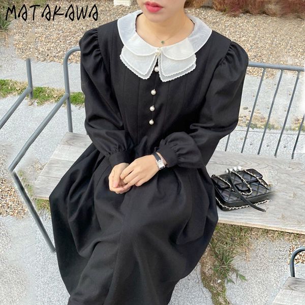 korean double layer woman dress peter pan collar chic pearl button vestido de mujer puff sleeve pleated robe 210506, Black;gray
korean double layer woman dress peter pan collar chic pearl button vestido de mujer puff sleeve pleated robe 210506, Black;gray
