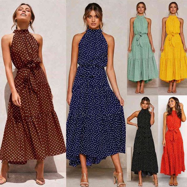 casual dresses 12 color halter polka dot print lace up dress long skirt utkh, Black;gray
casual dresses 12 color halter polka dot print lace up dress long skirt utkh, Black;gray