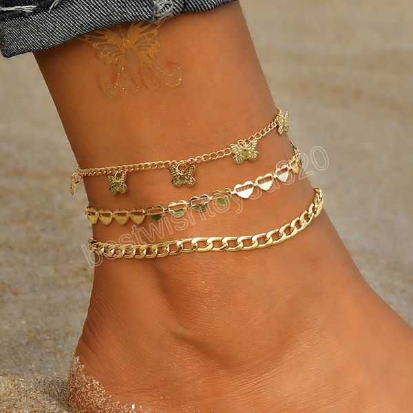 3pcs/set metal butterfly pendant anklet ladies bohemian fashion peach heart link chain beach anklets bracelet girl jewelry, Red;blue
3pcs/set metal butterfly pendant anklet ladies bohemian fashion peach heart link chain beach anklets bracelet girl jewelry, Red;blue