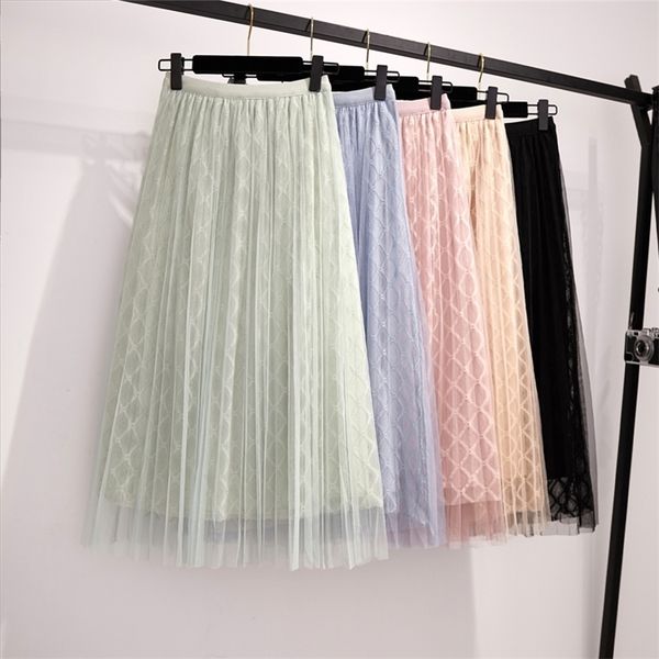 gigogou geomatric spring summer 3 layers midi mesh skirt women elastic empire pleated skirt chic long tulle ins tutu skirt femme 210311, Black
gigogou geomatric spring summer 3 layers midi mesh skirt women elastic empire pleated skirt chic long tulle ins tutu skirt femme 210311, Black