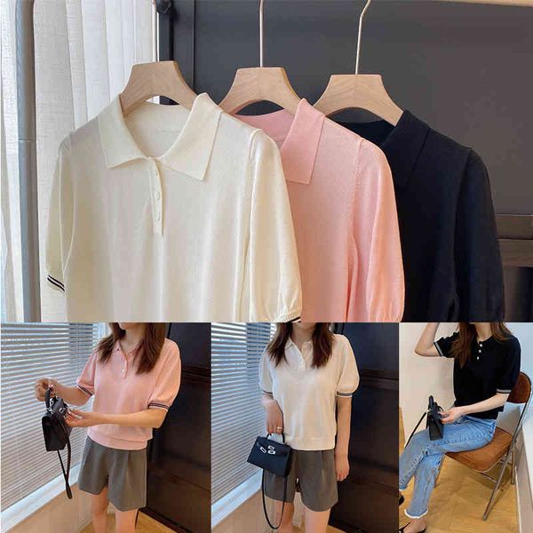 women's t-shirt p95105as 22 spring and summer short sleeve lapel golden jenny milk sweet polo women's shirt, White
women's t-shirt p95105as 22 spring and summer short sleeve lapel golden jenny milk sweet polo women's shirt, White