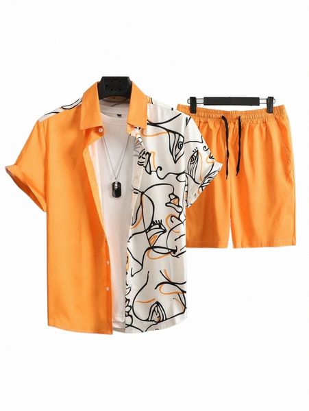 men color block figure graphic shirt & shorts without tee b6l3#, Gray
men color block figure graphic shirt & shorts without tee b6l3#, Gray