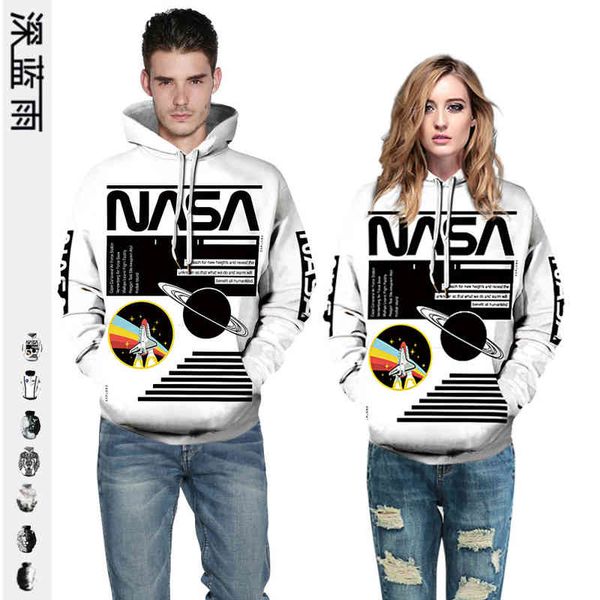 large couple's sweater nasa digital print hoodie spring and autumn loose fashion brand top, Black
large couple's sweater nasa digital print hoodie spring and autumn loose fashion brand top, Black