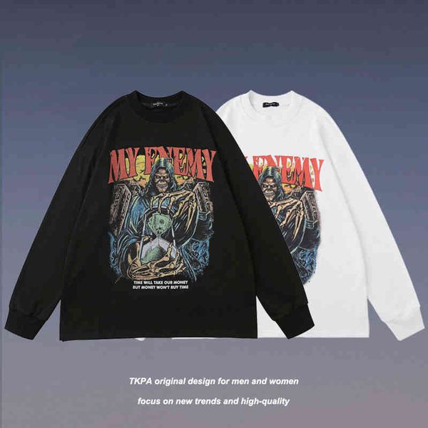 tkpa trendy printing vintage long sleeve bottomed t-shirt men and women loose hip hop high street trend hoodie, Black
tkpa trendy printing vintage long sleeve bottomed t-shirt men and women loose hip hop high street trend hoodie, Black
