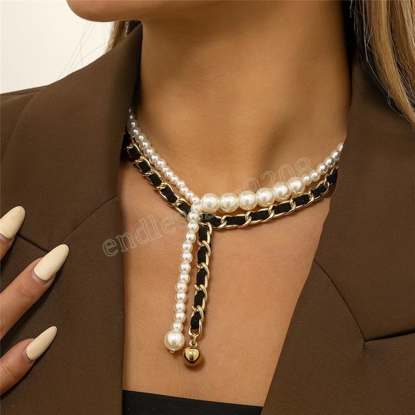 vintage pu leather pearl chain pendant necklace for women girls choker hip hop necklace jewelry accessories, Silver
vintage pu leather pearl chain pendant necklace for women girls choker hip hop necklace jewelry accessories, Silver