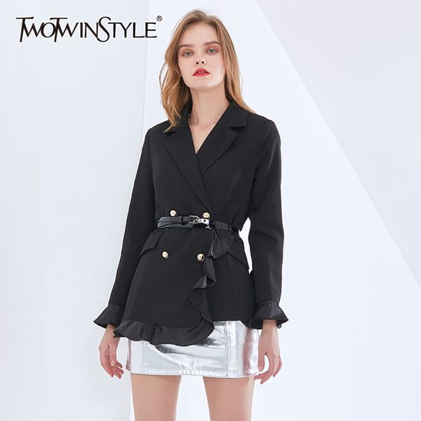 black casual patchwork ruffle blazer for women notched long sleeve sashes chic blazers female fashion spring 210423, White;black
black casual patchwork ruffle blazer for women notched long sleeve sashes chic blazers female fashion spring 210423, White;black