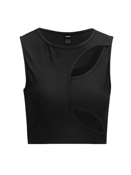 solid cutout tank crop s4uc#, White