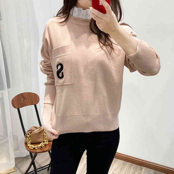 women's sweaters s family's lotus leaf collar embroidered knitwear in autumn and winter of women's temperament loose long sle, White;black
women's sweaters s family's lotus leaf collar embroidered knitwear in autumn and winter of women's temperament loose long sle, White;black