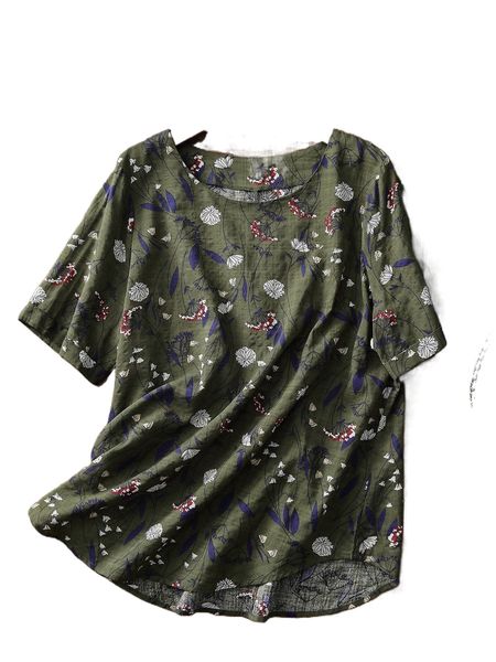 plus floral print blouse g3my#, Black