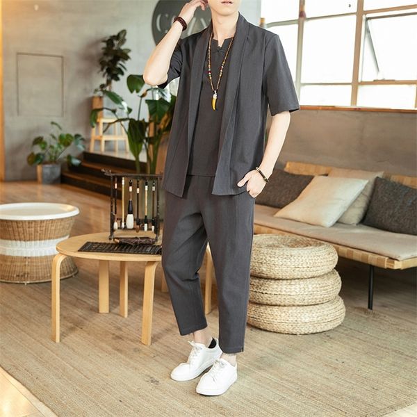 mrgb men s fashion clothing cotton linen oversize men suit solid fake two t shirt man ankle length pants casual male sets 5xl 220621, Gray
mrgb men s fashion clothing cotton linen oversize men suit solid fake two t shirt man ankle length pants casual male sets 5xl 220621, Gray