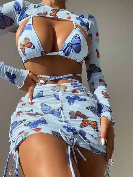 4pack butterfly print triangle bikini swimsuit & cover up with skirt set d8es#, White;black
4pack butterfly print triangle bikini swimsuit & cover up with skirt set d8es#, White;black