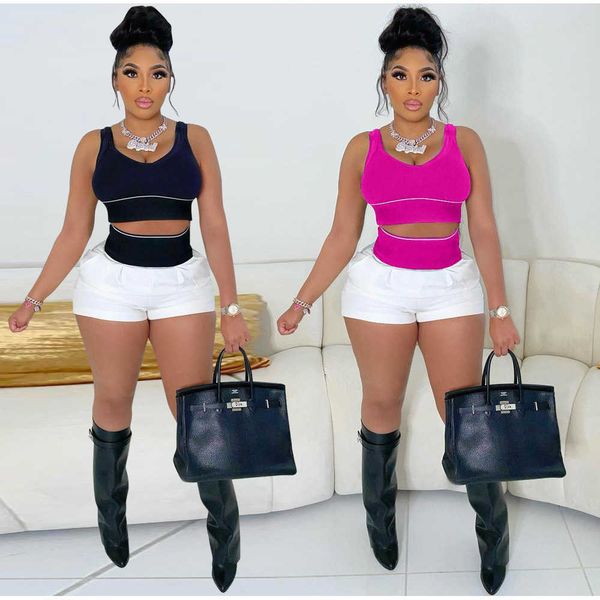 xs6058 women's solid color vest white splicing short fashion two piece set
xs6058 women's solid color vest white splicing short fashion two piece set