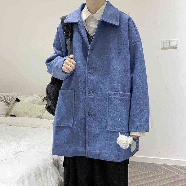 men's wool & blends autumn mid-length woolen coat men fashion casual oversized korean loose jacket mens overcoat m-2xl t220810, Black
men's wool & blends autumn mid-length woolen coat men fashion casual oversized korean loose jacket mens overcoat m-2xl t220810, Black