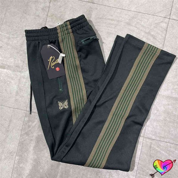 blackish green awge needles pants men women quality embroidered butterfly needles track pants classic stripe trousers t220722, Black
blackish green awge needles pants men women quality embroidered butterfly needles track pants classic stripe trousers t220722, Black