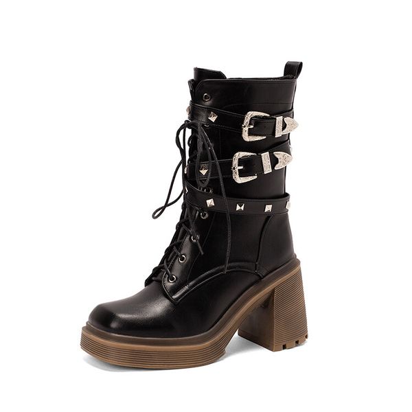 2022 women's boots autumn winter new european and american fashion side zipper thick high heels thick bottom square head front lace sho, Black
2022 women's boots autumn winter new european and american fashion side zipper thick high heels thick bottom square head front lace sho, Black