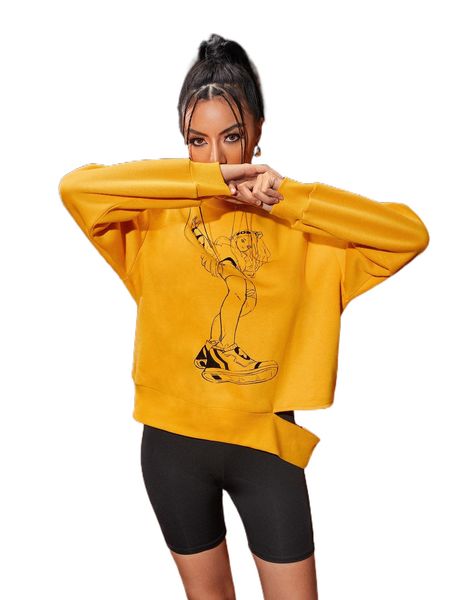 x dullble drop shoulder cutout detail figure graphic pullover q5he#, Black
x dullble drop shoulder cutout detail figure graphic pullover q5he#, Black