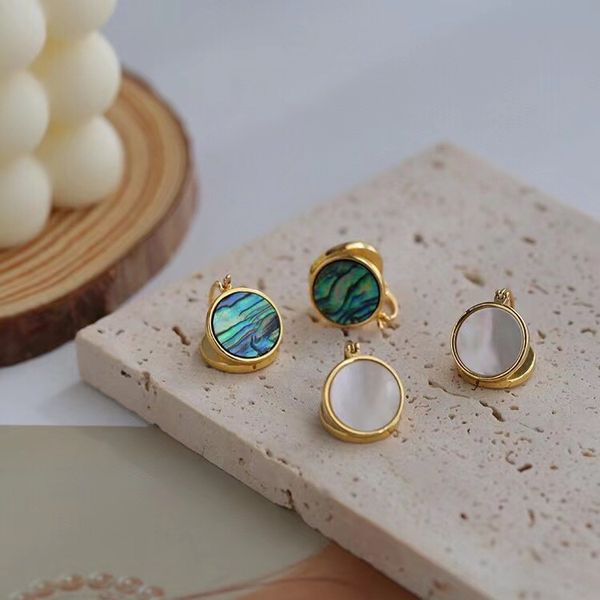 2022 charm round shape clip earring with nature stone in two colors plated for women wedding jewelry gift ps4970, Golden 
2022 charm round shape clip earring with nature stone in two colors plated for women wedding jewelry gift ps4970, Golden