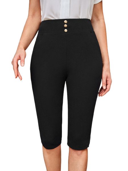 emery rose button front knee length pants o9e4#, Black;white
emery rose button front knee length pants o9e4#, Black;white