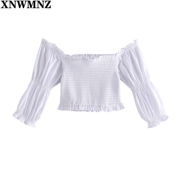xnwmnz summer smocked crop women blouse white short sleeve female thin square neck sweet girl shirt elastic hem 210513
xnwmnz summer smocked crop women blouse white short sleeve female thin square neck sweet girl shirt elastic hem 210513