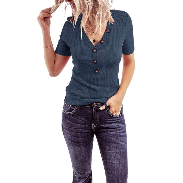 2021 amazon explosions street trendsetters european and american knitted pullover v-neck women's short sleeve t-shirt foreign trade 42n, White
2021 amazon explosions street trendsetters european and american knitted pullover v-neck women's short sleeve t-shirt foreign trade 42n, White