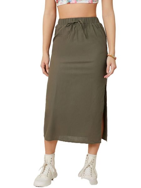 drawstring waist split thigh straight skirt 09uf#, Black
drawstring waist split thigh straight skirt 09uf#, Black