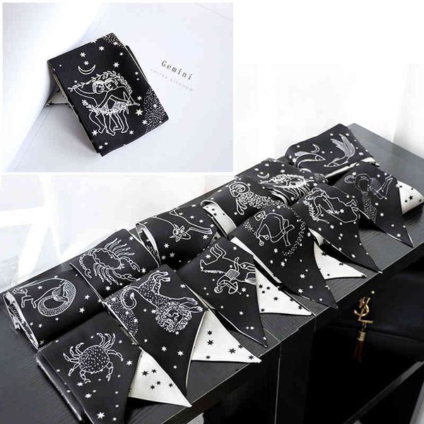 2022 spring and summer new tarot card twelve constellations simulation silk scarf printing handle small ribbon 220813, Blue;gray
2022 spring and summer new tarot card twelve constellations simulation silk scarf printing handle small ribbon 220813, Blue;gray